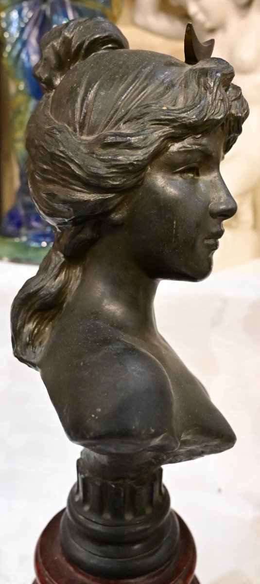 Emmanuel Villanis - Buste En Bronze Art Nouveau-photo-3